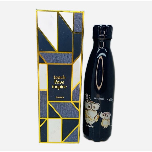 NIB Owls Stainless Steel Water Bottle Double Wall Insulated Sport Hiking Outdoor - Picture 2 of 13